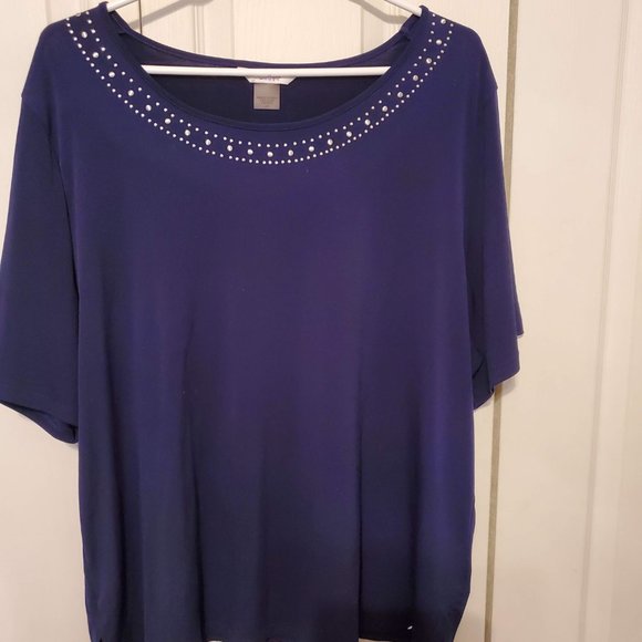 TanJay Women's Navy Blue Top Plus size 2X - Picture 1 of 4